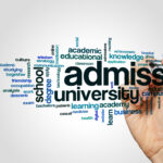Admission word cloud concept on grey background